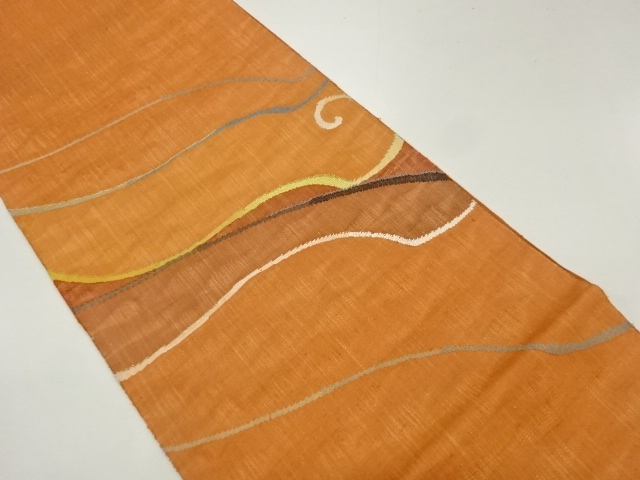 JAPANESE FUKURO OBI / TSUMUGI / WOVEN WAVY STRIPE